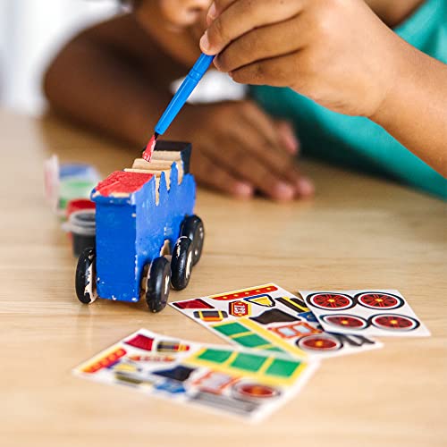 Melissa and Doug Created by Me! Paint and Decorate Your Own Wooden Vehicles Craft Kit For Kids 2 Pack – Monster Truck, Train