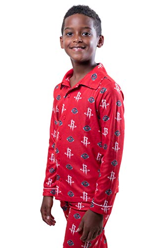 Ultra Game NBA Houston Rockets Youth 2 Piece Soft Tee Shirt and Lounge Pants Sleepwear Loungewear Pajama Set, Team Color, 10/12