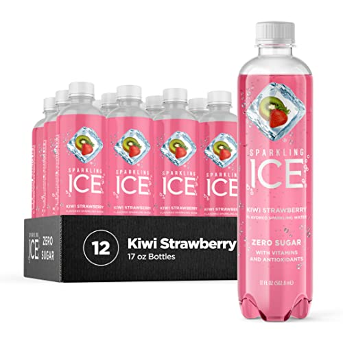 Sparkling Ice, Kiwi Strawberry Sparkling Water, Zero Sugar Flavored Water, with Antioxidants and Vitamins, Zero Sugar, 17 fl oz Bottles (Pack of 12)
