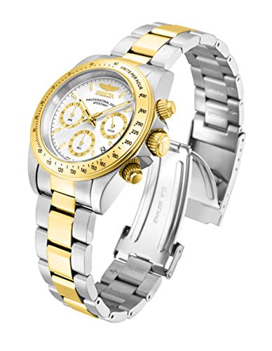 nvicta Men's Speedway 39.5mm Steel and Gold Tone Stainless Steel Chronograph Quartz Watch, Two Tone/White (Model: 9212)
