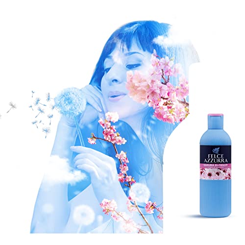 Felce Azzurra Sakura Flowers - Oriental Essence Body Wash - Fine And Elegant Fragrance - Transparent Freshness Of The Freesia - Cherry Blossom Melts With The Delicacy Of The Peony Petals - 22 Oz