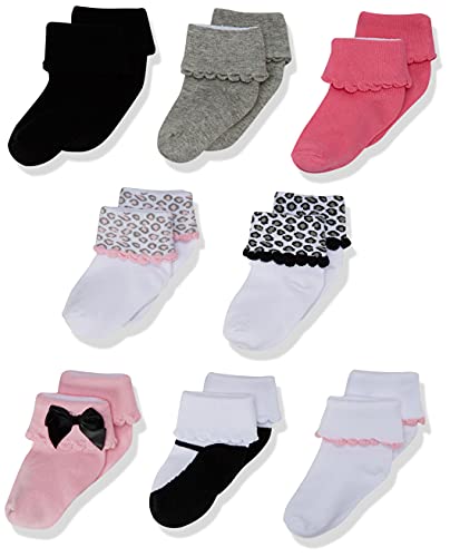 Luvable Friends Unisex Baby Fun Essential Socks, Pink Gray, 12-24 Months