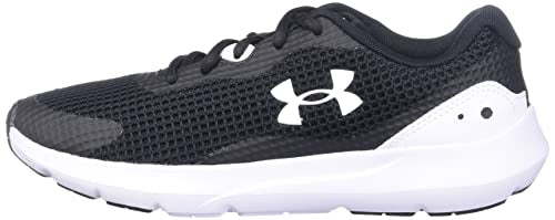 Under Armour Women's Surge 3 Running Shoe, Black (001)/White, 7.5