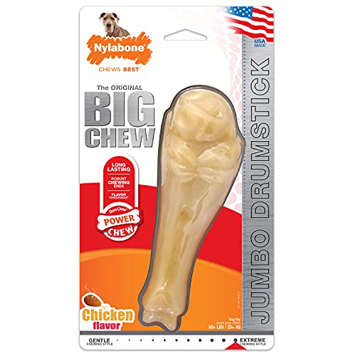 Nylabone Power Chew Jumbo Drumstick Big Dog Chew Toy Drumstick Chicken XX-Large/Monster (1 Count)