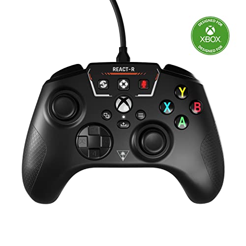 Turtle Beach REACT-R Controller Wired Game Controller – Licensed for Xbox Series X|S, Xbox One and Windows – Audio Controls, Mappable Buttons, Textured Grips - Black