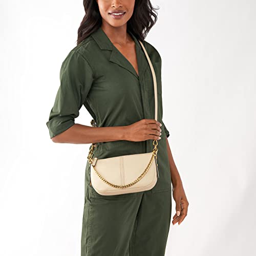 Fossil Women's Jolie Eco Leather Small Shoulder Bag Purse Handbag, Bone w/ Chain (Model: ZB1877105)