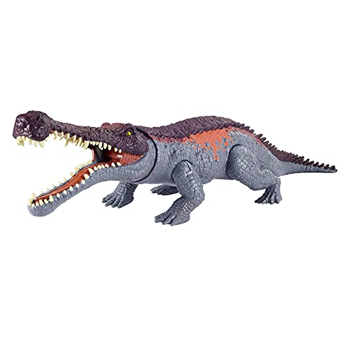 Jurassic World Toys Massive Biters Sarcosuchus Larger-Species Dinosaur Action Figure, Tail-Activated Strike and Chomp Action