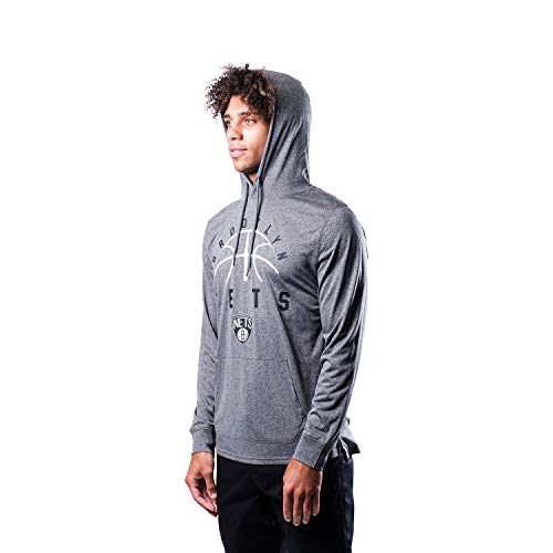 Ultra Game NBA Brooklyn Nets Mens Super Soft Lightweight Pullover Hoodie, Heather Charcoal , X-Large