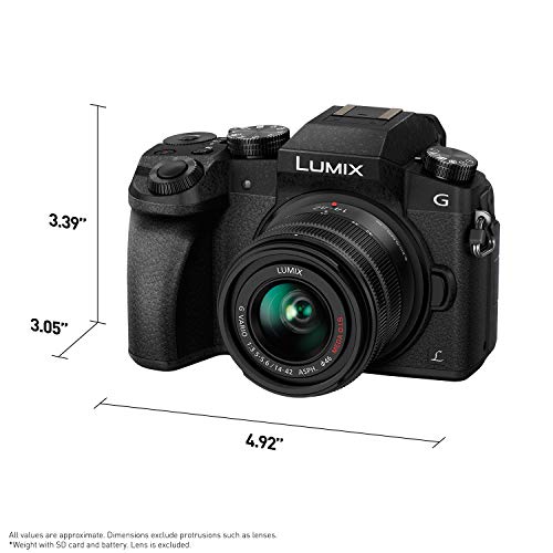 Panasonic LUMIX G7 4K Digital Camera, with LUMIX G VARIO 14-42mm Mega O.I.S. Lens, 16 Megapixel Mirrorless Camera, 3-Inch LCD, DMC-G7KK (Black)