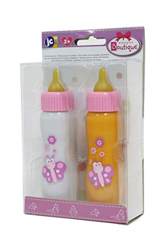 JC Toys Deluxe Disappearing Magic Bottles | Fits All Dolls | Milk and Juice | Butterfly Theme | Ages 2+ , Pink