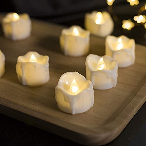 Homemory Timer Tea Lights, Flameless Flickering Auto Tea Lights Battery Operated, Auto-On 6 Hours and Off 18 Hours Everyday, Batteries Included, Long-Lasting, Pack of 12