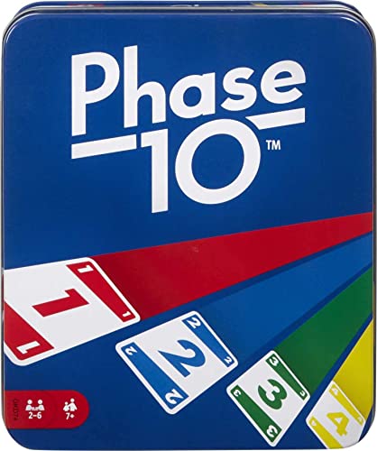 Mattel Games Phase 10 Card Game for Families, Adults and Kids, Challenging and Exciting Rummy-Style Play in a Storage Tin [Amazon Exclusive]