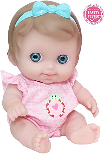 JC Toys Lil Cutesies 9' All Vinyl Baby Doll Feeding Time Gift Set| Posable and Washable | Removable Outfit | High Chair and Feeding Accessories Ages 2+