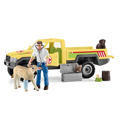 Schleich Farm World, Farm Animal Gifts for Kids, Vet Visit to The Farm with Farm Animals and Toy Truck 12-Piece Set, Ages 3+