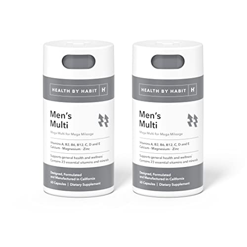 Health By Habit Mens Multi Supplement 2 Pack (120 Capsules) - 23 Essential Vitamins and Minerals, Supports General Health and Wellness, Non-GMO, Sugar Free (2 Pack)