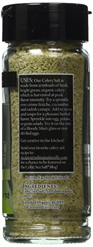 Gourmet Celtic Sea Salt Organic Celery Seasoned Salt Blend – Classic Celery Salt Adds Bold Herb Flavor to a Variety of Dishes, Hand Crafted and Organic, 3.7 Ounces
