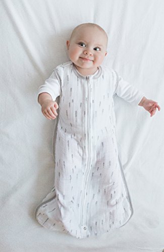 Amazing Baby Cotton Muslin Sleeping Sack, For Baby Boy or Girl, Wearable Blanket with 2-way Zipper, Trees, Sterling, Small (0-6 Month)