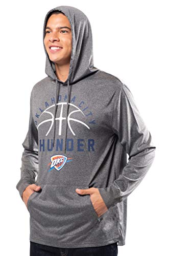 Ultra Game NBA Oklahoma City Thunder Mens Super Soft Lightweight Pullover Hoodie, Heather Charcoal , Small