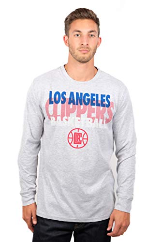 Ultra Game NBA Los Angeles Clippers Mens Supreme Long Sleeve Pullover Tee Shirt, Heather Gray, Medium