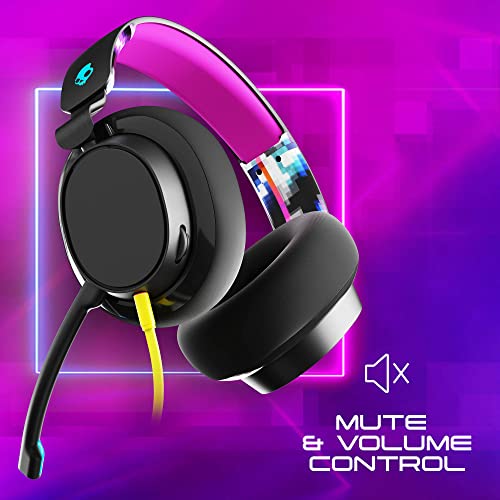 Skullcandy SLYR Wired Over-Ear Gaming Headset/Soft Earpads/Boom Mic/Gaming Headphone/Use with Playstation, PS5, Xbox, Xbox Series X, Nintendo Switch, Mobile, VR, and PC/Kids or Adult - Black