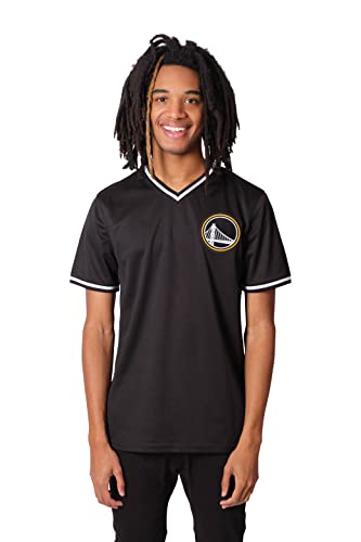 Ultra Game NBA Golden State Warriors Mens Jersey V-Neck Mesh Short Sleeve Tee Shirt, Black, XX-Large