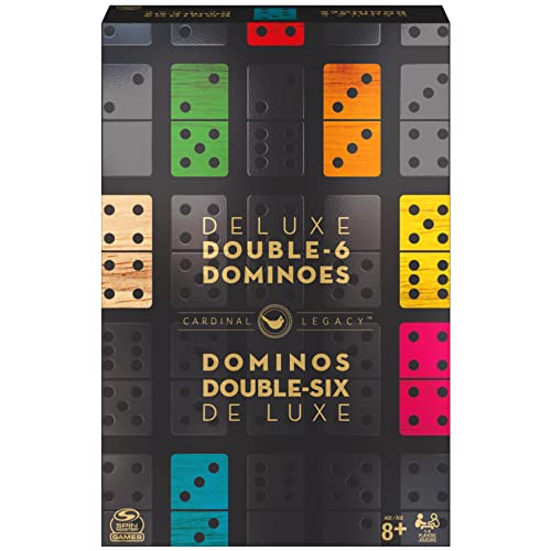 Legacy Deluxe Double-6 Dominoes, Classic Original Board Game Set of 28 Dominoes in Luxury Lined Wood Case, for Kids and Adults Aged 8 and Up