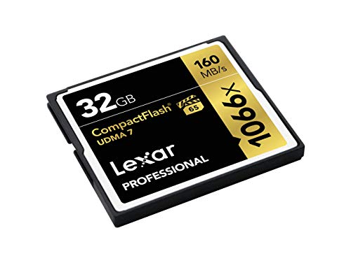 Lexar Professional 1066x 32GB (2-Pack) CompactFlash Card, Up to 160MB/s Read, for Professional Photographer, Videographer, Enthusiast (LCF32GCRBNA10662)