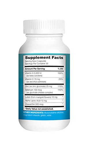Vision Opti, Great Eye Health Supplement | Supports Vision and Macular Health with Lutein, Zeaxanthin, Selenium, Zinc and Vitamins A and C | 60 Caps