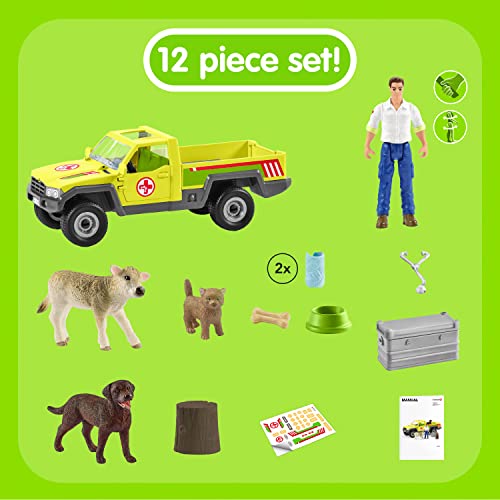 Schleich Farm World, Farm Animal Gifts for Kids, Vet Visit to The Farm with Farm Animals and Toy Truck 12-Piece Set, Ages 3+