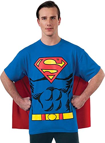 Rubie's mens Dc Comics Men's Superman T-shirt With Cape Costume Top, Blue, Extra Large US