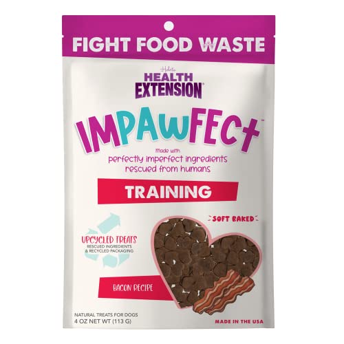Health Extension ImpawFect Soft Baked Chew Dog Treat, Non-GMO, Training Treats Dogs and Puppies, Added Vitamins and Minerals, Upcycled Ingredients to Fight Food Waste, Soft Smaller Pieces_Bacon (4Oz)