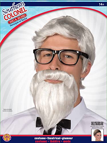 Forum Novelties mens Forum Southern Colonel and Beard Costume Wig, White, One Size US