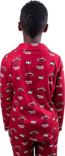 Ultra Game NBA Miami Heat Youth 2 Piece Soft Tee Shirt and Lounge Pants Sleepwear Loungewear Pajama Set, Team Color, 8