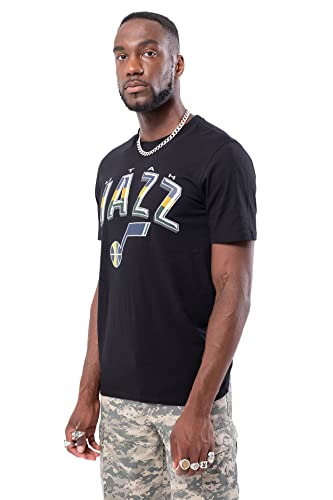 Ultra Game -NBA Utah Jazz Mens Arched Plexi Short Sleeve Tee Shirt, Black, X-Large