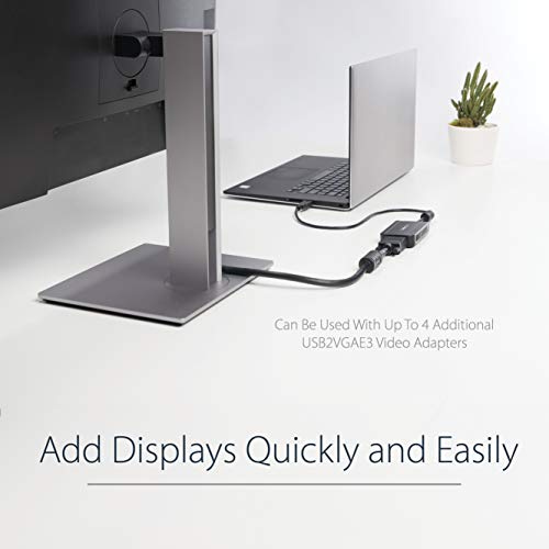 StarTech.com USB to VGA Adapter - 1920x1200 - External Video and Graphics Card - Dual Monitor Display Adapter - Supports Windows (USB2VGAE3)