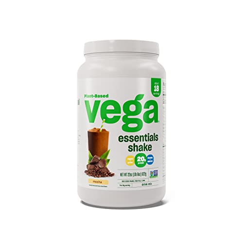 Vega Essentials Vegan Protein Powder Mocha (18 Servings) - Superfood Ingredients, Vitamins, Antioxidants, Low Carb, Dairy Free Pea Protein for Women and Men 1.4lbs (Packaging May Vary)