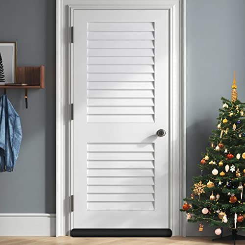 MAXTID Large Door Draft Stopper 36 Inch Under Door Draft Noise Blocker Black Gap Stoppers Entry Door Draft Guard for Bottom of Doors Adjustable Twin Door Draft