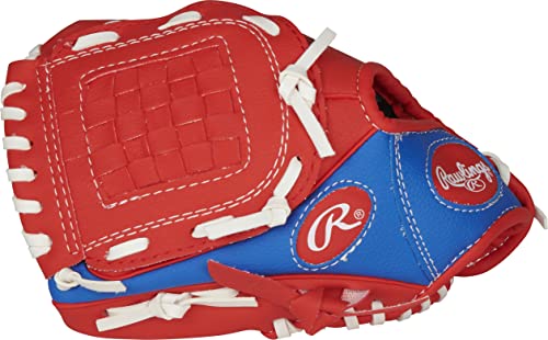 Rawlings Players Series 9' Youth Baseball Glove Left Hand Throw, Red/Blue