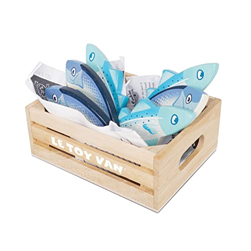 Le Toy Van - Wooden Honeybee Market Fresh Fish Crate | Wooden Role Play Toy | Supermarket Pretend Play Shop Food