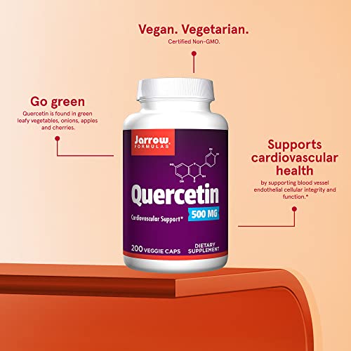 Jarrow Formulas Quercetin 500 mg - Supports Antioxidant Status, Cardiovascular Health and Immune Health - Dietary Supplement - 200 Servings (Veggie Caps) (Packaging May Vary)