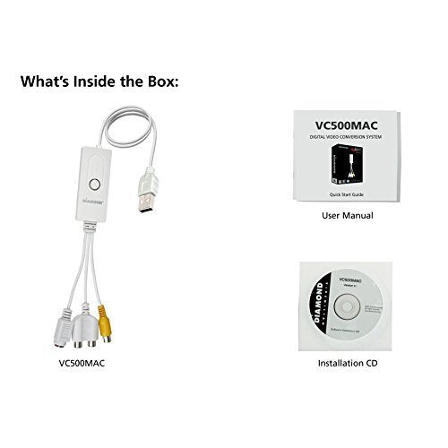 Diamond Multimedia VC500MAC USB 2.0 One Touch Vhs to DVD Video Capture Device with Easy to Use Software, Convert, Edit and Save to Digital Files for MacOS