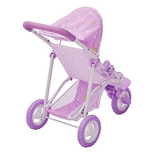Olivia's Little World - Twinkle Stars Princess Baby Doll Jogging Stroller, fits Dolls up to 18 inches, Purple/White