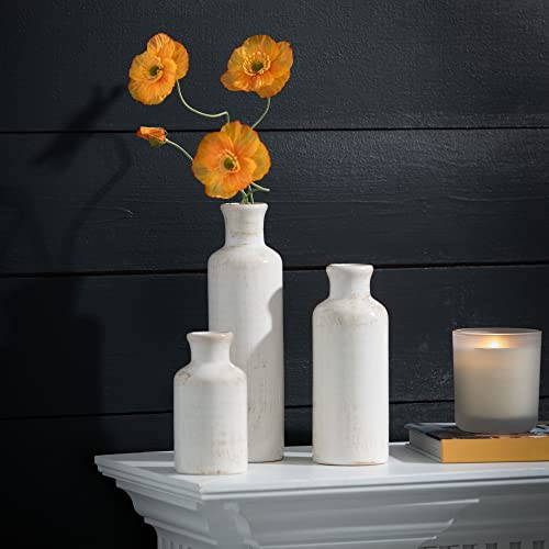 Sullivans Vase Set, Farmhouse Decor, Aesthetic Room Decor, Boho Decor, Vases For Your Kitchen, Bedroom, Office, Living Room and Bathroom, Shelf Decor, Centerpiece Table Decorations, White Vases (CM2333)