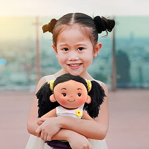 Linzy Plush 16' Yellow Aissa Rag Doll for Girls, Soft Plush, Sleeping Cuddle Buddy for Toddlers, Muñecas de trapo para niña