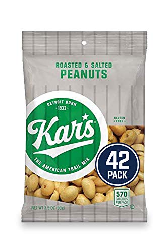 Kar's Nuts Roasted and Salted Peanuts Snacks - Gluten Free, Bulk Pack of 3.5 oz Individual Packs (Pack of 42)