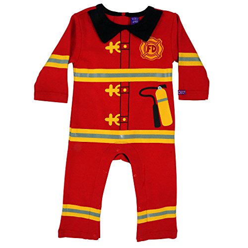 Sozo Baby-Boys Newborn Fireman Coverall, Red/Yellow, 24 Months