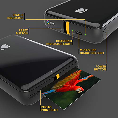 KODAK Step Wireless Mobile Photo Mini Color Printer (White) Compatible w/ iOS and Android, NFC and Bluetooth Devices