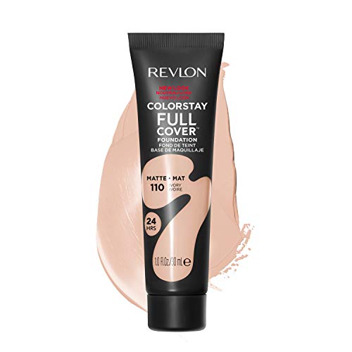 REVLON ColorStay Full Cover Longwear Matte Foundation, Heat and Sweat Resistant Lightweight Face Makeup, Ivory (110), 1.0 oz