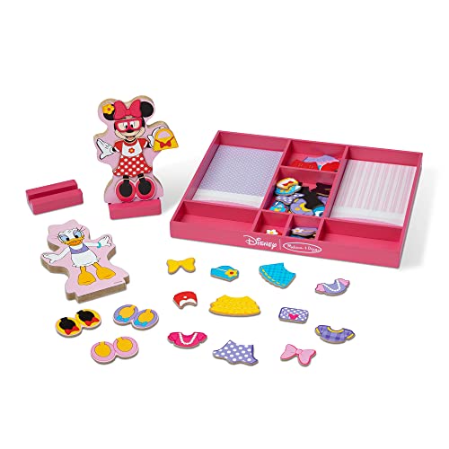 Melissa and Doug Disney Minnie Mouse and Daisy Duck Magnetic Dress-Up Wooden Doll Pretend Play Set (40+ pcs) - Toys, Dress Up Dolls For Preschoolers And Kids Ages 3+