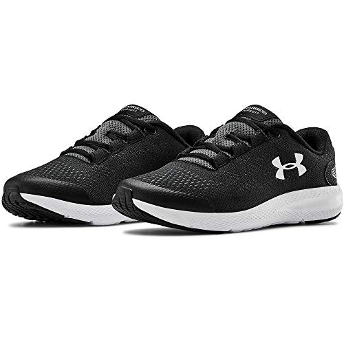 Under Armour Grade School Charged Pursuit 2 Running Shoe, Black (001)/White , 4